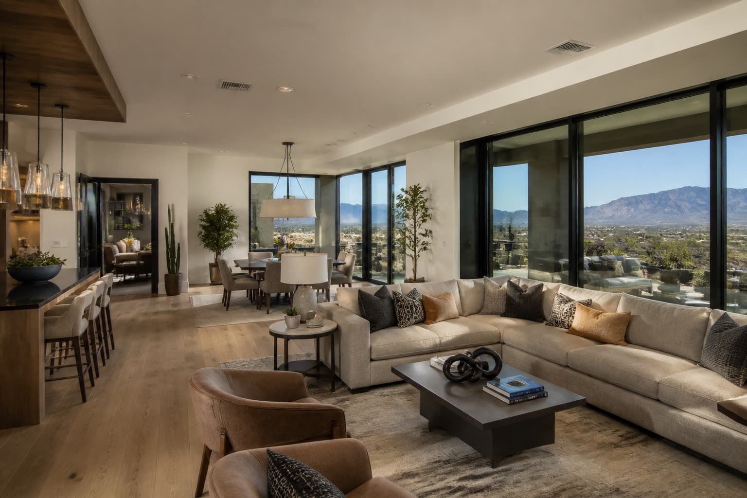 Staged Las Vegas great room ready for listing photos